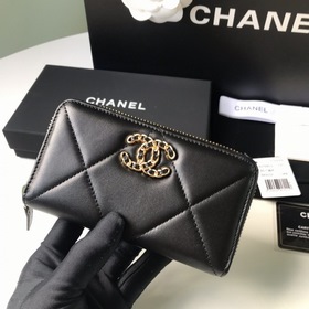 CHANEL Кошелек на молнии, клатч, черный, , размер 9×15,5×2 см