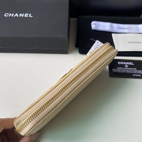 CHANEL Длинный кошелек с застежкой-молнией, клатч Изготовлен из к