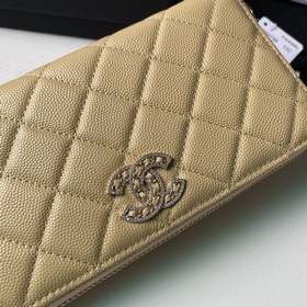 CHANEL Длинный кошелек с застежкой-молнией, клатч Изготовлен из к