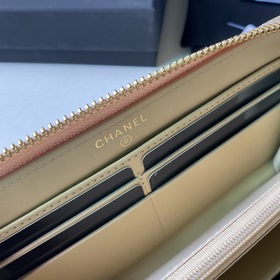 CHANEL Длинный кошелек с застежкой-молнией, клатч Изготовлен из к