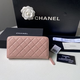 CHANEL Длинный кошелек с застежкой-молнией, клатч Изготовлен из к
