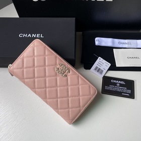 CHANEL Длинный кошелек с застежкой-молнией, клатч Изготовлен из к