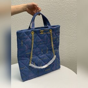 Chanel 22s Шелкография Маленькая сумка для покупок из джинсовой т