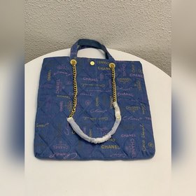 Chanel 22s Шелкография Маленькая сумка для покупок из джинсовой т