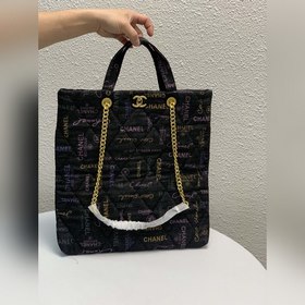 Chanel 22s Шелкография Маленькая сумка для покупок из джинсовой т