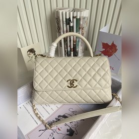 CHANEL Сумка с клапаном и ручкой, одноплечевая сумка, светло-золо