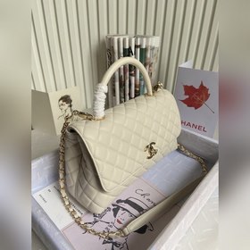 CHANEL Сумка с клапаном и ручкой, одноплечевая сумка, светло-золо