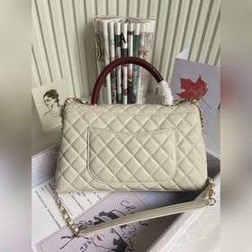 CHANEL Сумка с клапаном и ручкой, одноплечевая сумка, светло-золо