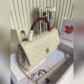 CHANEL Сумка с клапаном и ручкой, одноплечевая сумка, светло-золо