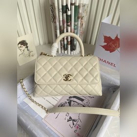 CHANEL Сумка с клапаном и ручкой, одноплечевая сумка, светло-золо