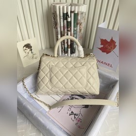 CHANEL Сумка с клапаном и ручкой, одноплечевая сумка, светло-золо