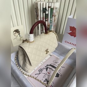 CHANEL Сумка с клапаном и ручкой, одноплечевая сумка, светло-золо