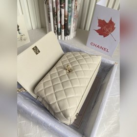 CHANEL Сумка с клапаном и ручкой, одноплечевая сумка, светло-золо
