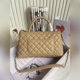 CHANEL Сумка с клапаном и ручкой, одноплечевая сумка, светло-золо