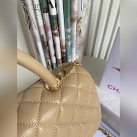 CHANEL Сумка с клапаном и ручкой, одноплечевая сумка, светло-золо