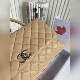 CHANEL Сумка с клапаном и ручкой, одноплечевая сумка, светло-золо