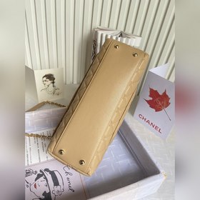 CHANEL Сумка с клапаном и ручкой, одноплечевая сумка, светло-золо