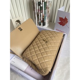 CHANEL Сумка с клапаном и ручкой, одноплечевая сумка, светло-золо