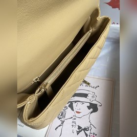 CHANEL Сумка с клапаном и ручкой, одноплечевая сумка, светло-золо
