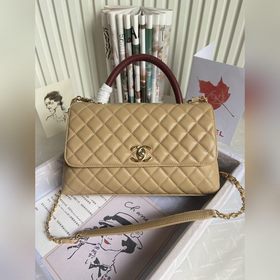 CHANEL Сумка с клапаном и ручкой, одноплечевая сумка, светло-золо