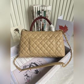 CHANEL Сумка с клапаном и ручкой, одноплечевая сумка, светло-золо