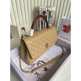 CHANEL Сумка с клапаном и ручкой, одноплечевая сумка, светло-золо