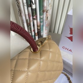 CHANEL Сумка с клапаном и ручкой, одноплечевая сумка, светло-золо