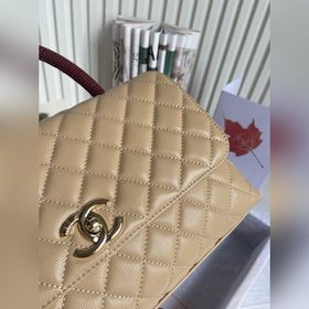 CHANEL Сумка с клапаном и ручкой, одноплечевая сумка, светло-золо