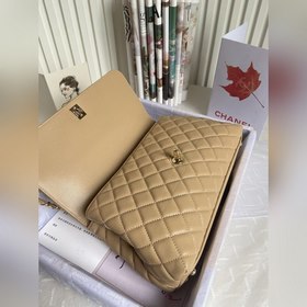 CHANEL Сумка с клапаном и ручкой, одноплечевая сумка, светло-золо