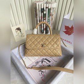 CHANEL Сумка с клапаном и ручкой, одноплечевая сумка, светло-золо