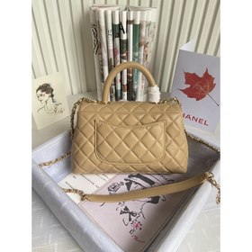 CHANEL Сумка с клапаном и ручкой, одноплечевая сумка, светло-золо