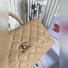 CHANEL Сумка с клапаном и ручкой, одноплечевая сумка, светло-золо