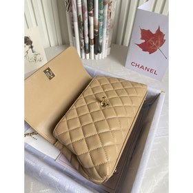 CHANEL Сумка с клапаном и ручкой, одноплечевая сумка, светло-золо