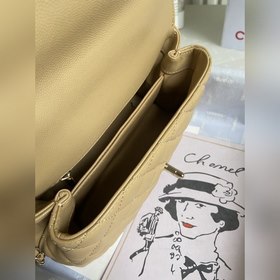 CHANEL Сумка с клапаном и ручкой, одноплечевая сумка, светло-золо