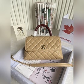 CHANEL Сумка с клапаном и ручкой, одноплечевая сумка, светло-золо