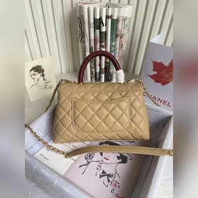 CHANEL Сумка с клапаном и ручкой, одноплечевая сумка, светло-золо