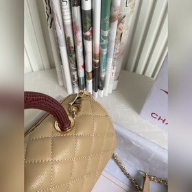 CHANEL Сумка с клапаном и ручкой, одноплечевая сумка, светло-золо