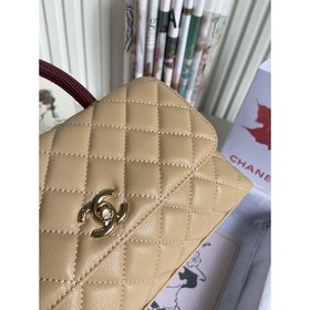 CHANEL Сумка с клапаном и ручкой, одноплечевая сумка, светло-золо