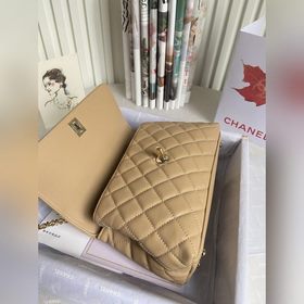 CHANEL Сумка с клапаном и ручкой, одноплечевая сумка, светло-золо