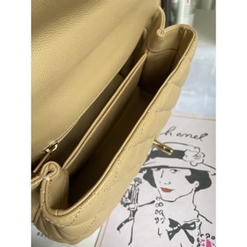 CHANEL Сумка с клапаном и ручкой, одноплечевая сумка, светло-золо