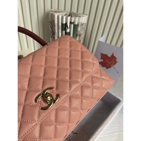 CHANEL Сумка с клапаном и ручкой, одноплечевая сумка, светло-золо