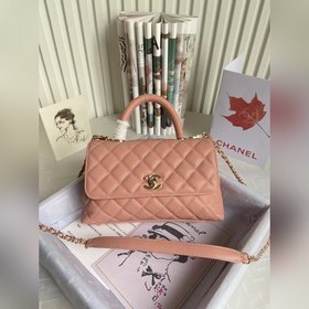 CHANEL Сумка с клапаном и ручкой, одноплечевая сумка, светло-золо