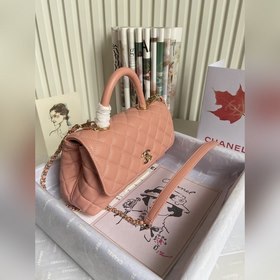 CHANEL Сумка с клапаном и ручкой, одноплечевая сумка, светло-золо