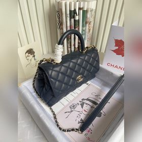 CHANEL Сумка с клапаном и ручкой, одноплечевая сумка, светло-золо