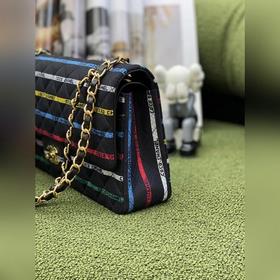CHANEL 22p полосатая ткань  Сумка с цепочкой Классическая модел