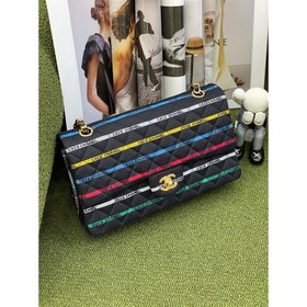 CHANEL 22p полосатая ткань  Сумка с цепочкой Классическая модел