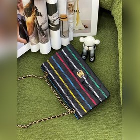 CHANEL 22p полосатая ткань  Сумка с цепочкой Классическая модел