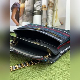 CHANEL 22p полосатая ткань  Сумка с цепочкой Классическая модел