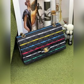 CHANEL 22p полосатая ткань  Сумка с цепочкой Классическая модел
