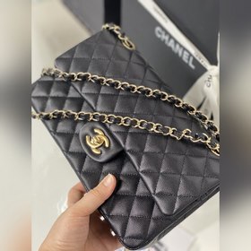 CHANEL cf — черный мелкий узор Средняя сумка 2.55 с цепочкой Нов